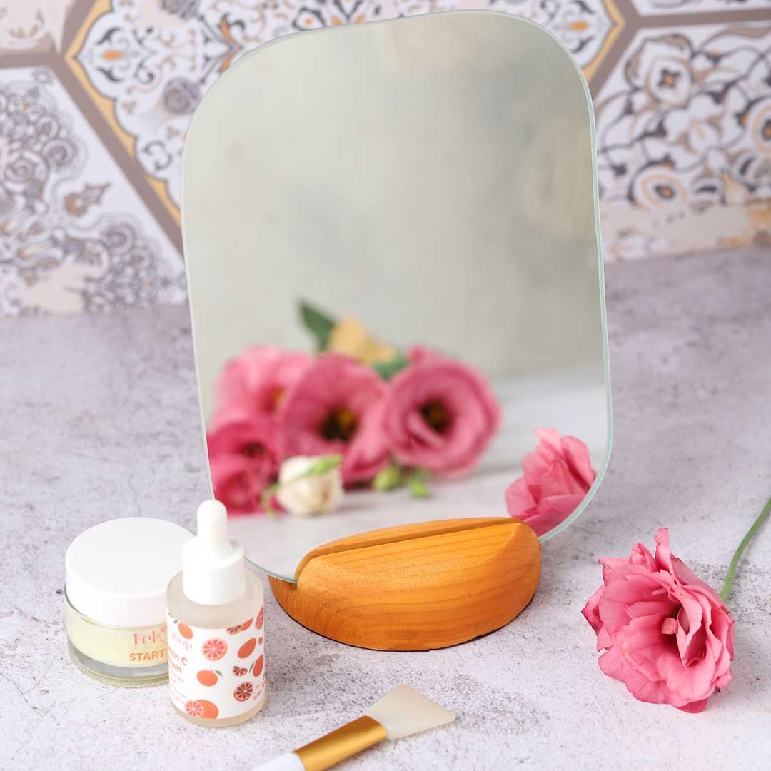 آینه پایه چوبی