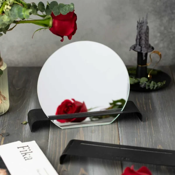 خرید آینه دایره پایه خم فلزی دینیال مدل DN1414