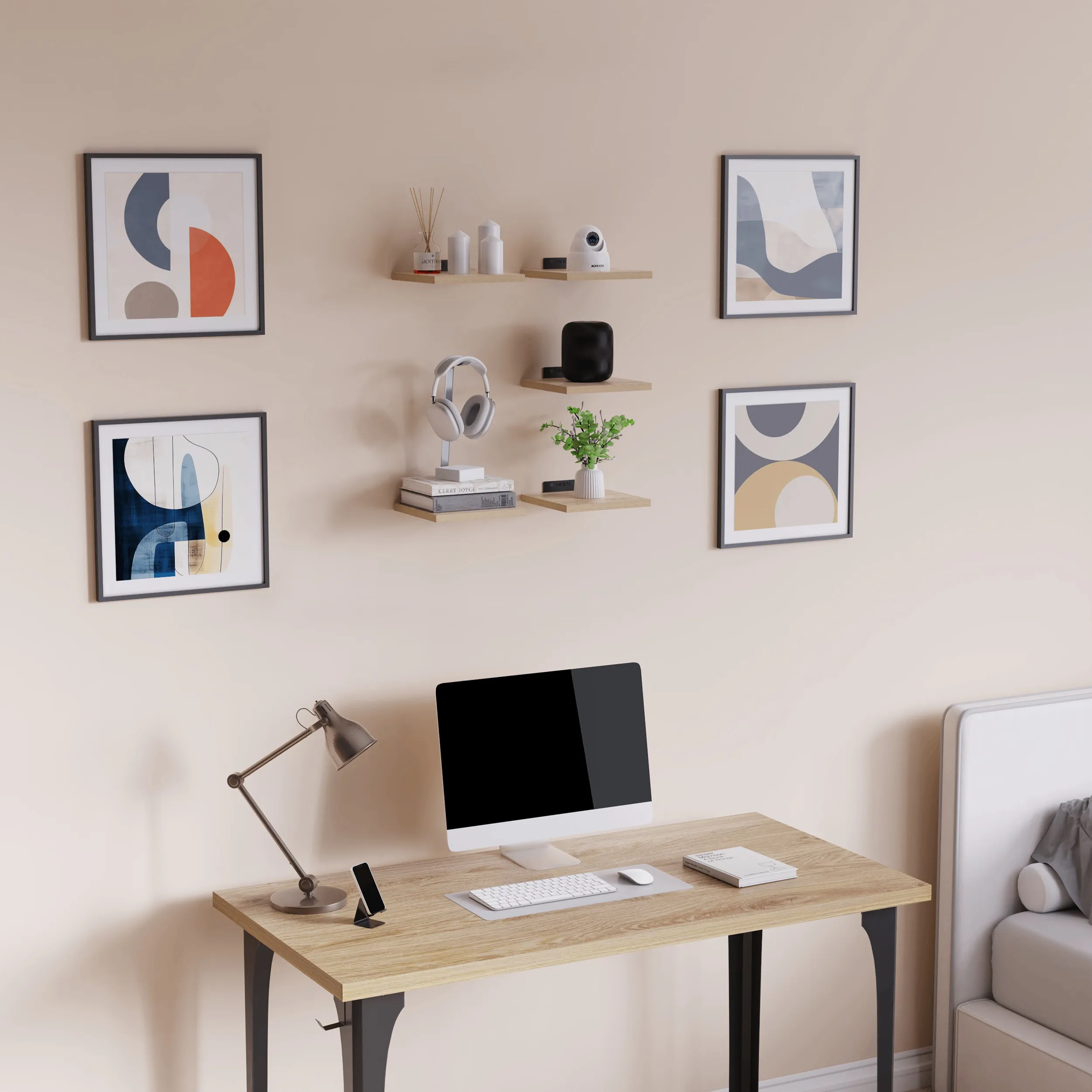 شلف دیواری دینیال مدل هرمی کد DN1515 مجموعه پنج عددی - تصویر 4