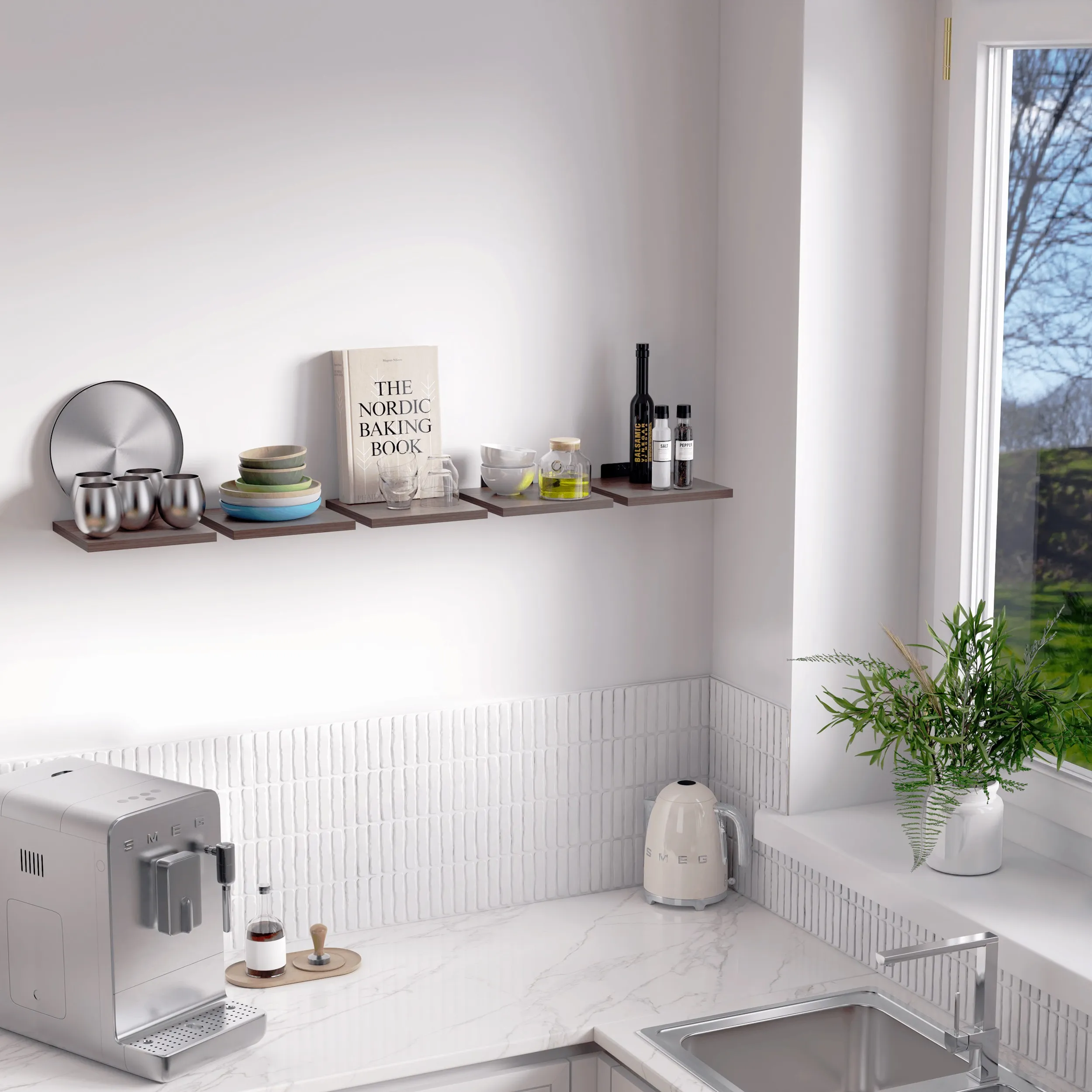 شلف دیواری دینیال مدل هرمی کد DN1515 مجموعه پنج عددی - تصویر 5